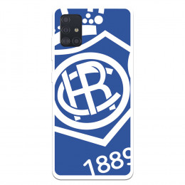 Funda para Samsung Galaxy A51 del Recre Escudo Fondo Azul - Licencia Oficial Real Club Recreativo de Huelva