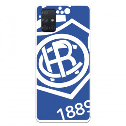 Funda para Samsung Galaxy A71 del Recre Escudo Fondo Azul - Licencia Oficial Real Club Recreativo de Huelva