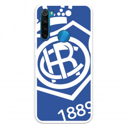 Funda para Xiaomi Redmi Note 8 del Recre Escudo Fondo Azul - Licencia Oficial Real Club Recreativo de Huelva