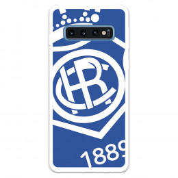 Funda para Samsung Galaxy S10 Plus del Recre Escudo Fondo Azul - Licencia Oficial Real Club Recreativo de Huelva