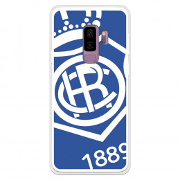 Funda para Samsung Galaxy S9 Plus del Recre Escudo Fondo Azul - Licencia Oficial Real Club Recreativo de Huelva