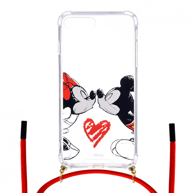 Funda Colgante Transparente para iPhone 7 Plus Oficial de Disney Mickey y Minnie Beso - Clásicos Disney