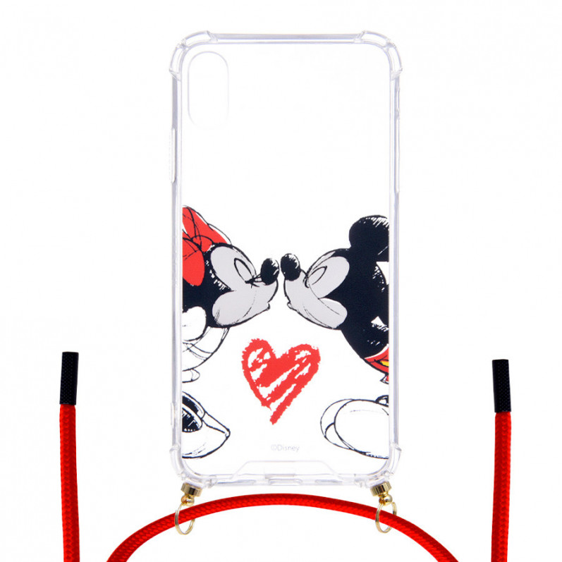 Funda Colgante Transparente para iPhone XS Max Oficial de Disney Mickey y Minnie Beso - Clásicos Disney