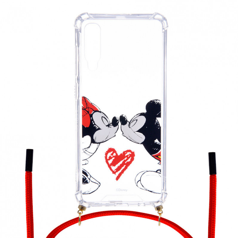 Funda Colgante Transparente para Samsung Galaxy A70 Oficial de Disney Mickey y Minnie Beso - Clásicos Disney