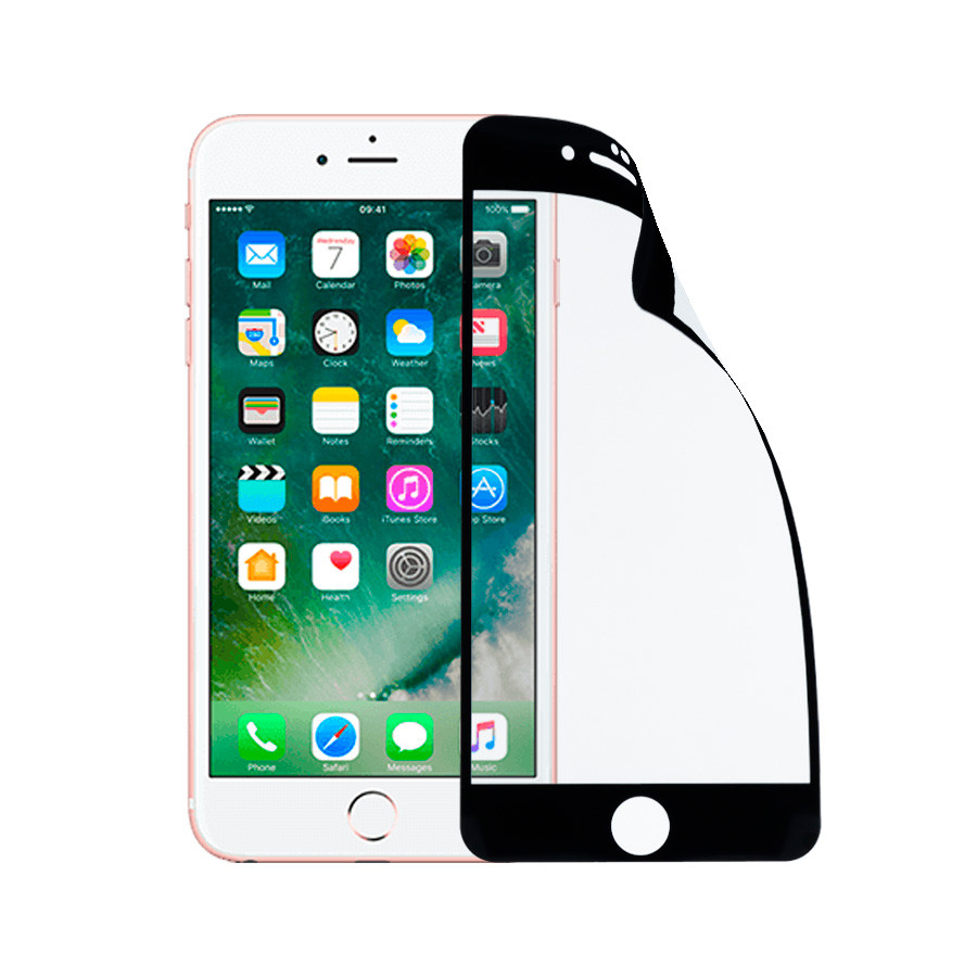 Cristal Templado Completo Negro Irrompible para iPhone 6 Plus