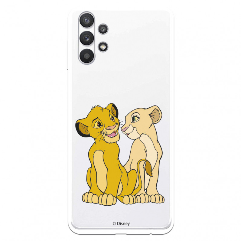 Funda para Samsung Galaxy A32 5G Oficial de Disney Simba y Nala Silueta - El Rey León