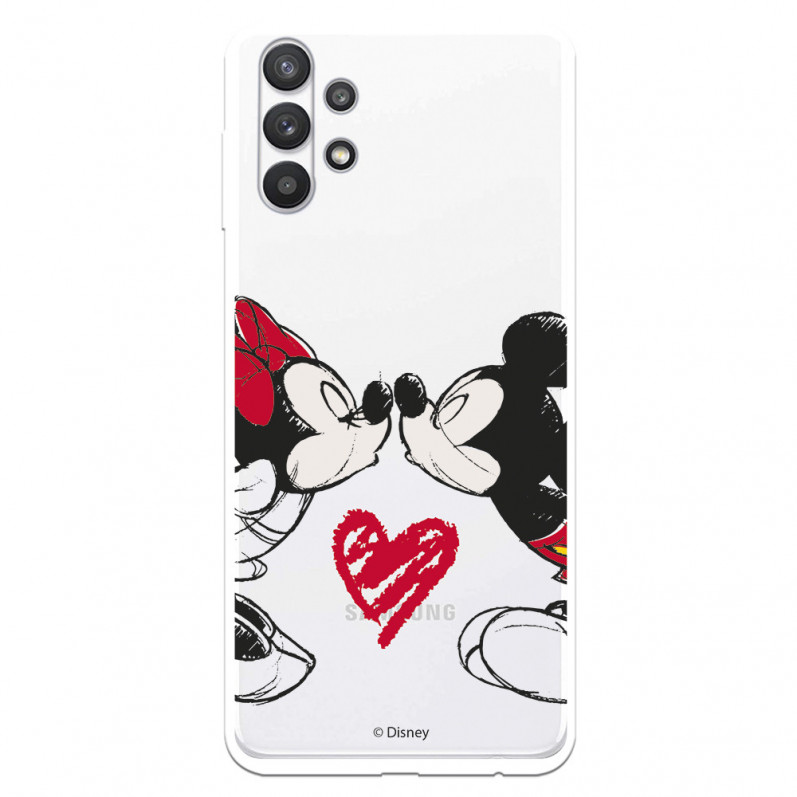 Funda para Samsung Galaxy A32 5G Oficial de Disney Mickey y Minnie Beso - Clásicos Disney
