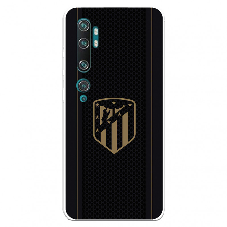 Funda para Xiaomi Mi Note 10 Pro del Atleti Escudo Dorado Fondo Negro - Licencia Oficial Atlético de Madrid