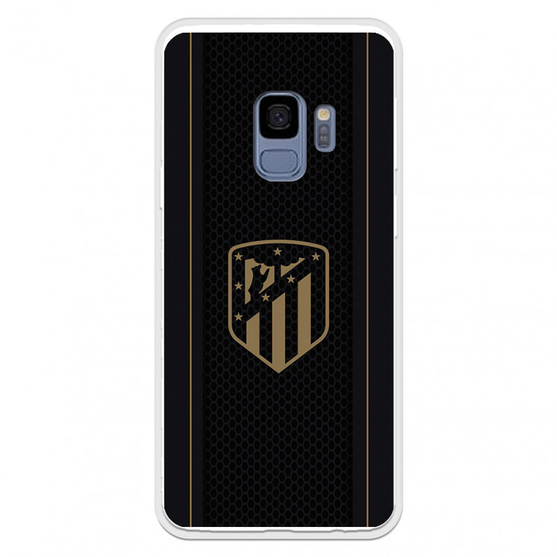 Funda para Samsung Galaxy S9 del Atleti Escudo Dorado Fondo Negro - Licencia Oficial Atlético de Madrid