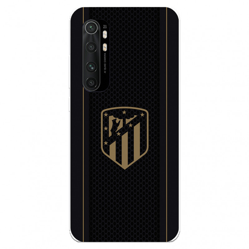 Funda para Xiaomi Mi Note 10 Lite del Atleti Escudo Dorado Fondo Negro - Licencia Oficial Atlético de Madrid