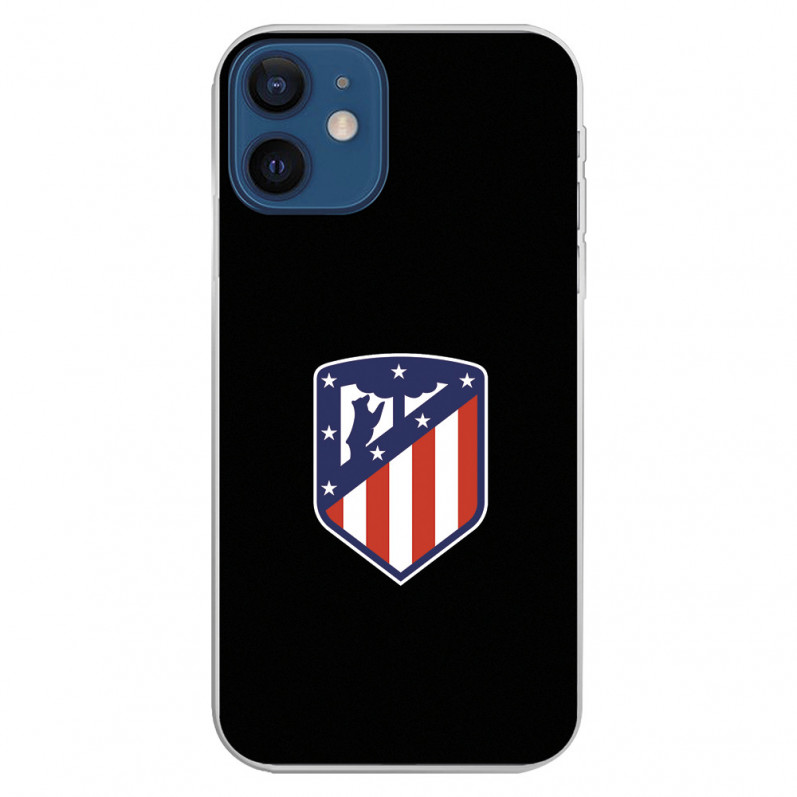 Funda para iPhone 12 Mini del Atleti Escudo Fondo Negro - Licencia Oficial Atlético de Madrid