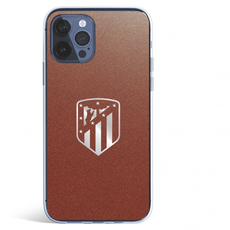 Funda para iPhone 12 del Atleti Escudo Plateado Fondo - Licencia Oficial Atlético de Madrid