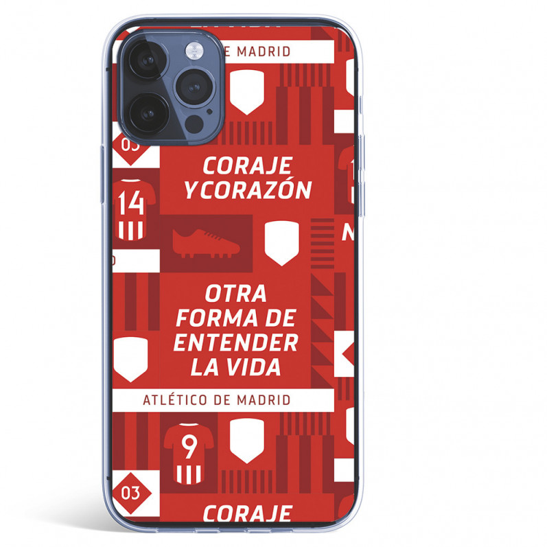 Funda para iPhone 12 Pro Max del Atleti Coraje y corazón - Licencia Oficial Atlético de Madrid