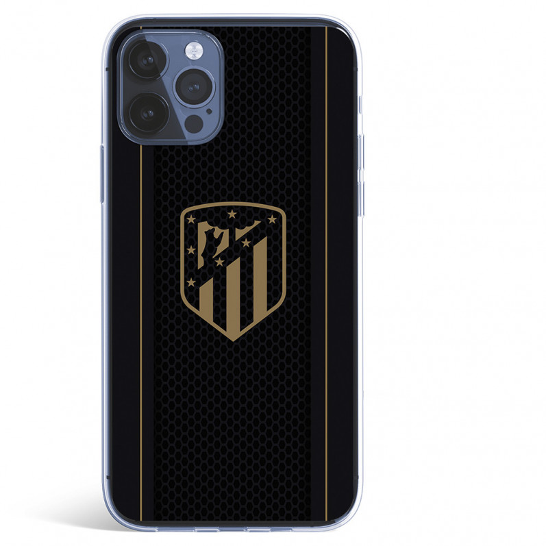 Funda para iPhone 12 Pro Max del Atleti Escudo Dorado Fondo Negro - Licencia Oficial Atlético de Madrid