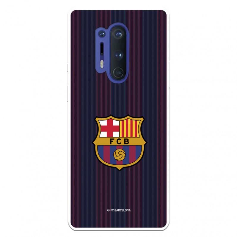 Funda para OnePlus 8 Plus del Barcelona Rayas Blaugrana - Licencia Oficial FC Barcelona