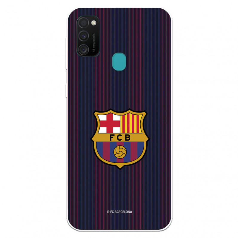 Funda para Samsung Galaxy M21 del Barcelona Rayas Blaugrana - Licencia Oficial FC Barcelona