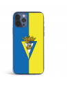 Funda para iPhone 12 Pro Max del Cádiz Escudo Fondo Bicolor - Licencia Oficial Cádiz CF