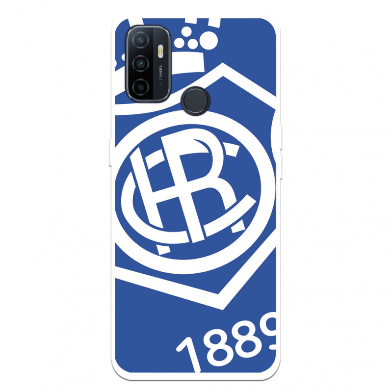 Funda para Oppo A53 del Recre Escudo Fondo Azul - Licencia Oficial Real Club Recreativo de Huelva