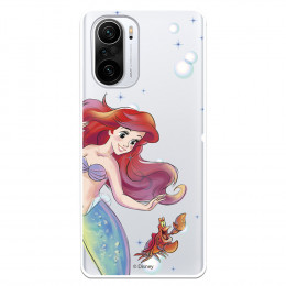 Funda para Xiaomi Poco F3 Oficial de Disney Ariel y Sebastián Burbujas - La Sirenita